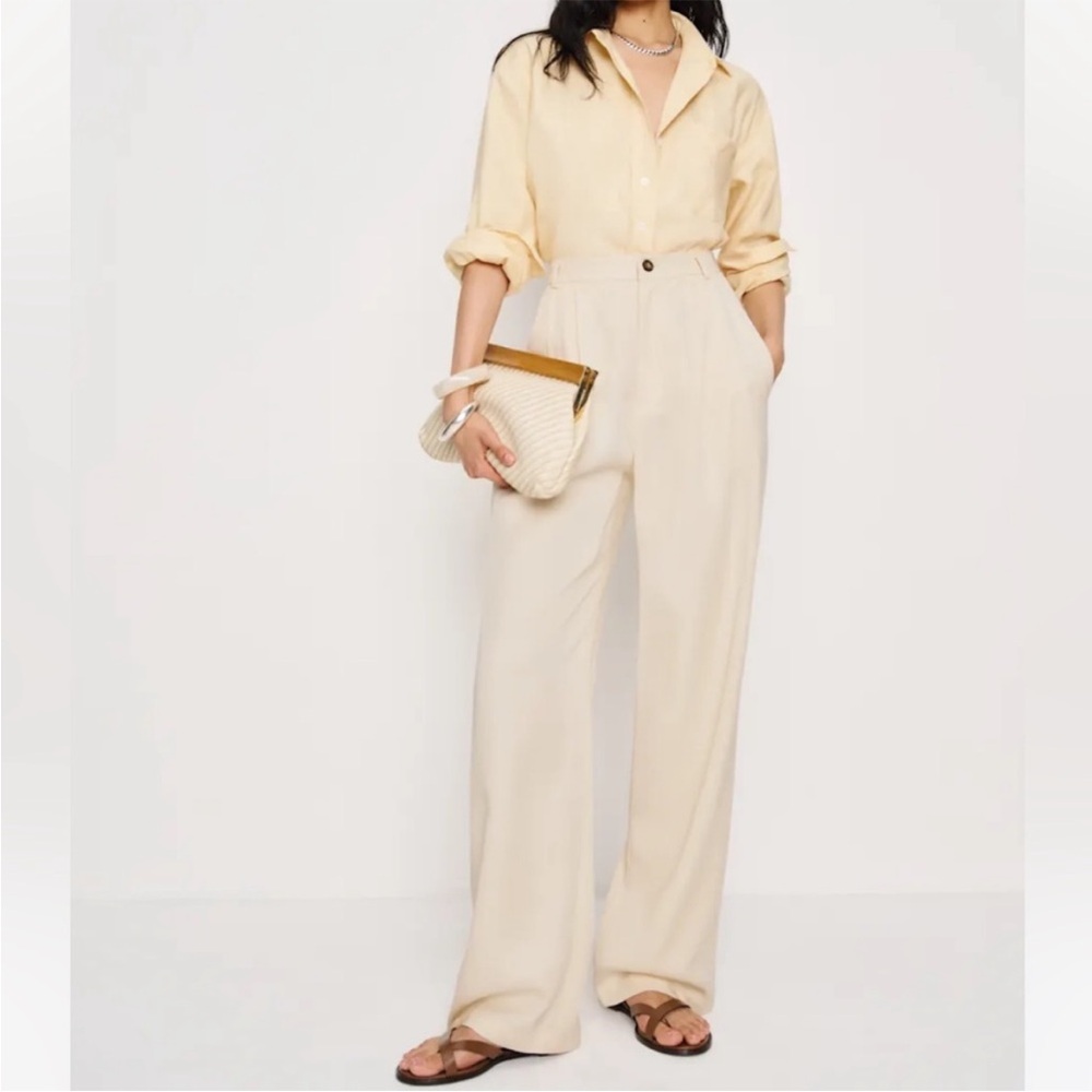 Reformation Cream Wide Leg Pants